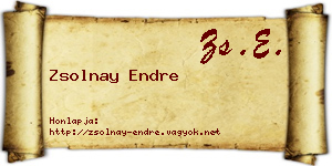 Zsolnay Endre névjegykártya